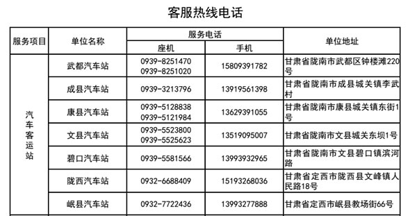 陇运集团汽车客运站简介